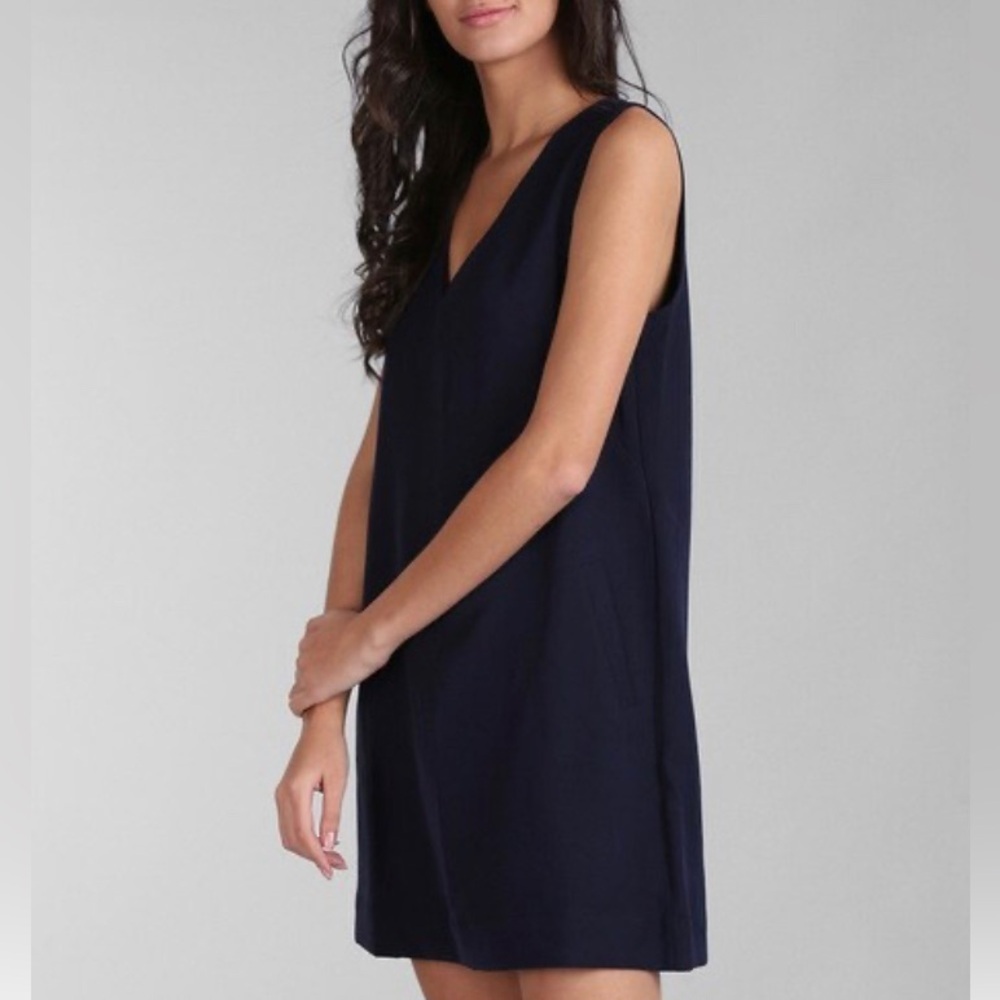 Just Female. Black sheath dress. V front and back LBD